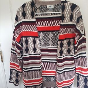 Red black tan tribal cardigan